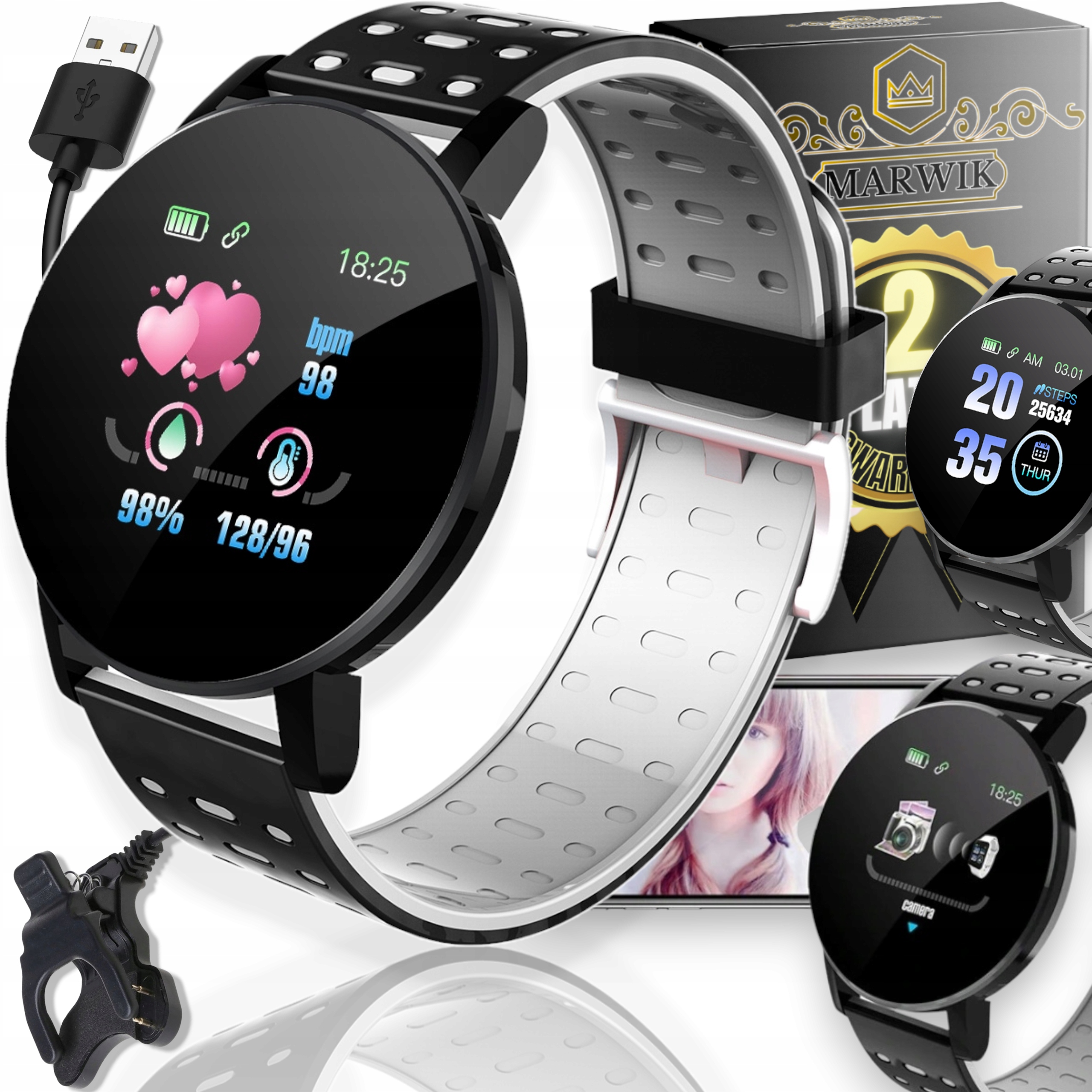 Smart hodinky Smart Watch červené + NABÍJAČKA PRE SMARTWATCH 119 PLUS M119 119plus